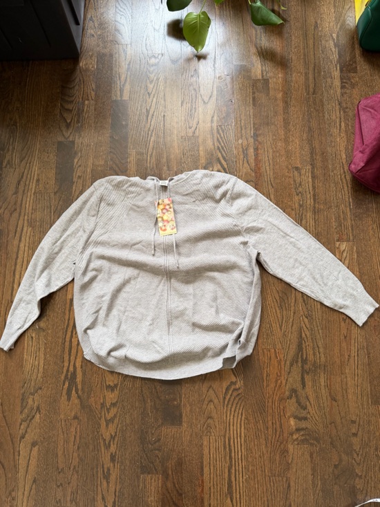 poppy & whimsy Sweaters - Light Gray Crewneck Zip-Front Women's Sweater